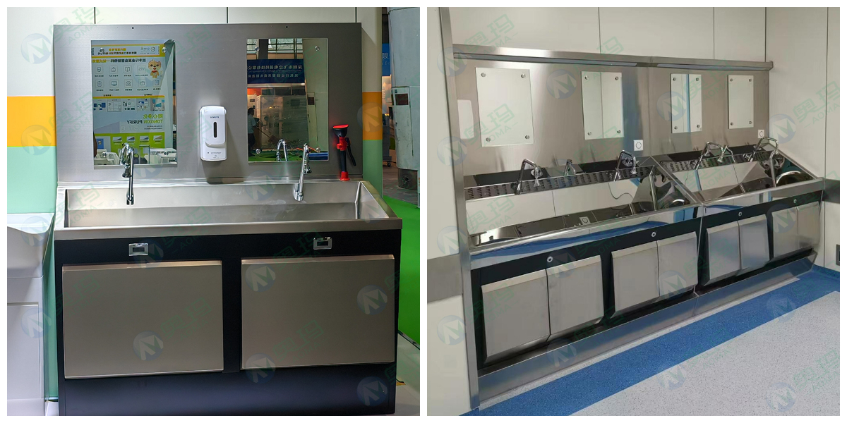 Hand washing sink in operating room Hand washing sink in operating room